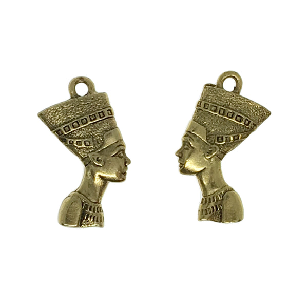 Nefertiti Charms - Qty of 5 Charms - 24kt Gold Plated Lead Free Pewter - American Made