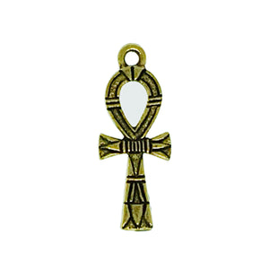 Ornate Ankh Charms - Qty of 5 Charms - 22kt Gold Plated Lead Free Pewter - American Made