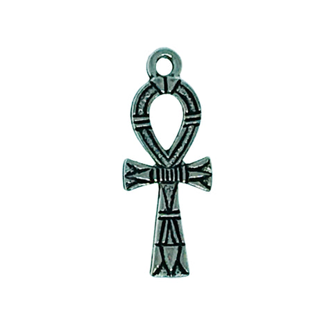 Ornate Ankh Charms - Qty of 5 Charms - Lead Free Pewter Silver - American Made