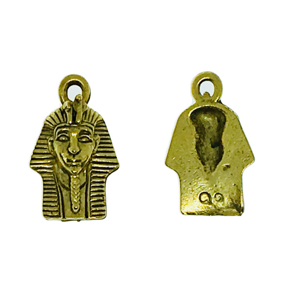 Pharaoh Head Charms - Qty of 5 Charms - 22kt Gold Plated Lead Free Pewter - American Made