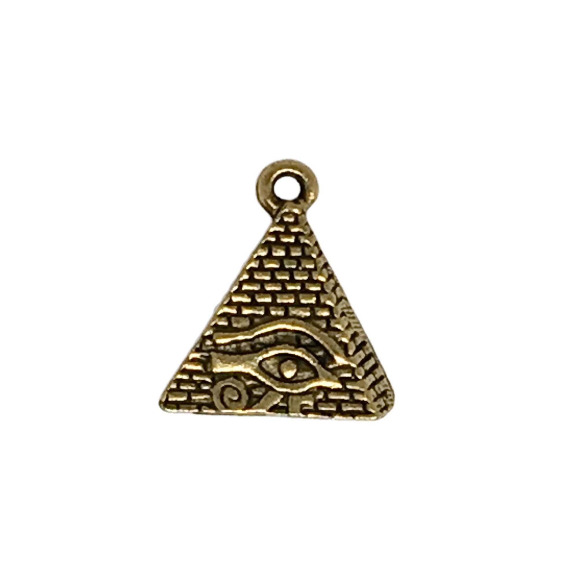 Eye of Horus Pyramid Charms - Qty of 5 Charms - 22kt Gold Plated Lead Free Pewter - American Made