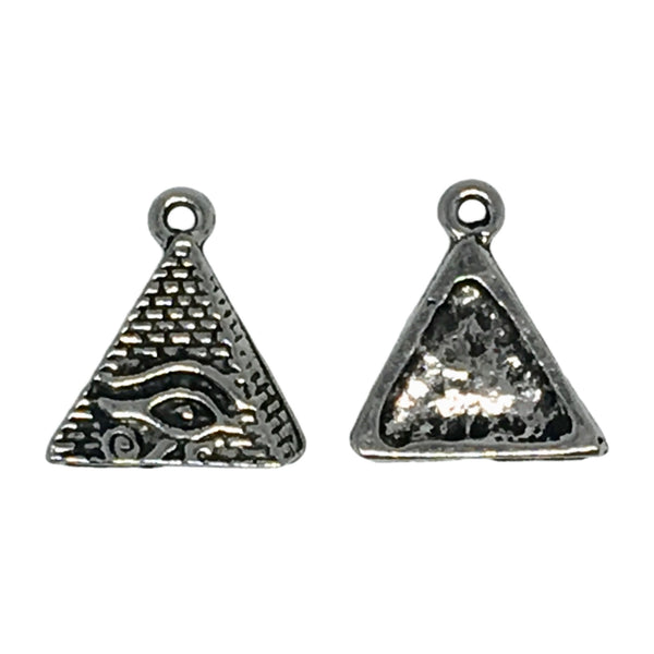 Eye of Horus Pyramid Charms - Qty of 5 Charms - Lead Free Pewter Silver - American Made