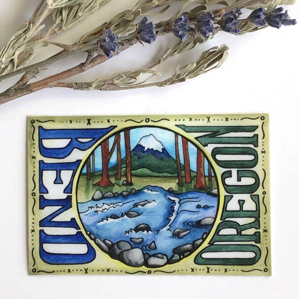 Bend Oregon Rectangle Vinyl Sticker - Created by Michele Michael