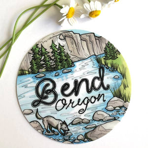 River Pup Bend Oregon Vinyl Sticker - Created by Michele Michael