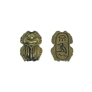 Egyptian Scarab Beads - Qty 5 - 22kt Gold Plated Lead Free Pewter - American Made
