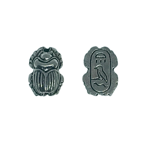 Egyptian Scarab Beads - Qty 5 - Lead Free Pewter Silver - American Made