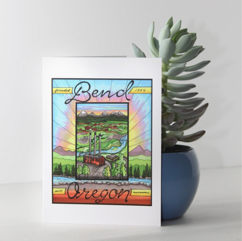Bend Oregon Old Mill Stacks Greeting Card - Created by Michele Michael