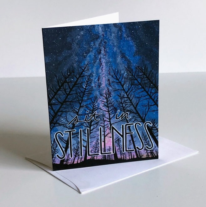 Sit in Stillness Trees Greeting Card - Created by Michele Michael