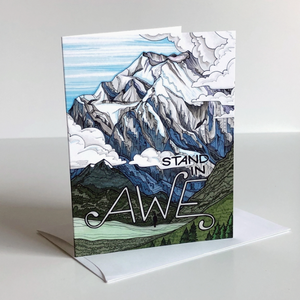 Stand in Awe Mountains Greeting Card - Created by Michele Michael