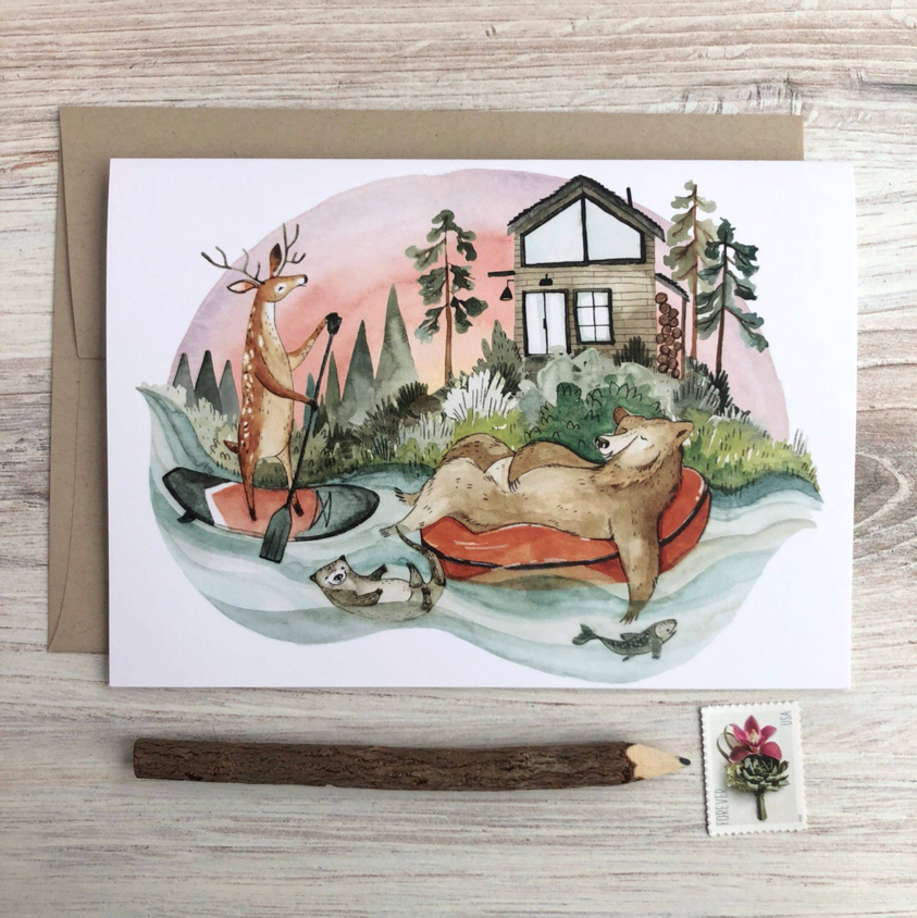 River Float - Blank Greeting Card - Created by Little Pine Artistry