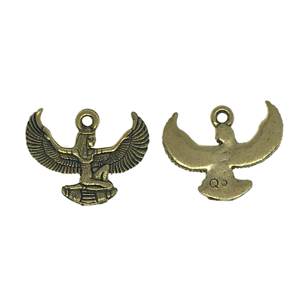 Winged Goddess Charms - Qty of 5 Charms - 24kt Gold Plated Lead Free Pewter - American Made