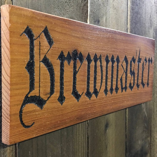 Brewmaster Beer Sign - Carved Cedar Wood