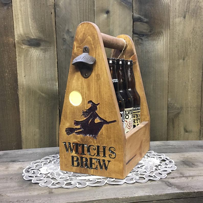 Witches Brew Beer Carrier - As Shown Holds Six 32oz Bomber Bottles - Other Sizes Available