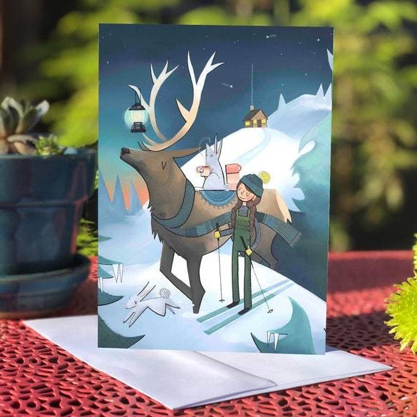 Elk Lantern - Blank Greeting Card - Created by Megan Marie Myers #71