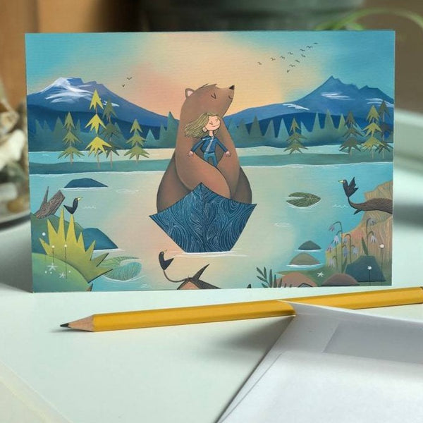 Sparks Lake Bear Girl - Blank Greeting Card - Created by Megan Marie Myers #75