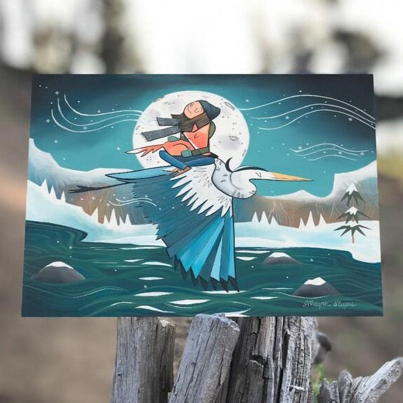 Winter Blue Heron - Blank Greeting Card - Created by Megan Marie Myers #79