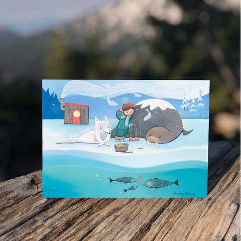 Ice Fishing - Blank Greeting Card - Created by Megan Marie Myers #77