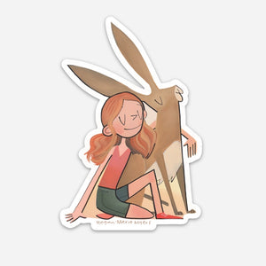 Red Head & Hare Rabbit Vinyl Sticker - Created by Megan Marie Myers