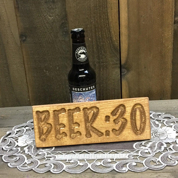 Small Beer 30 - Engraved Pine Wood Sign Plaque