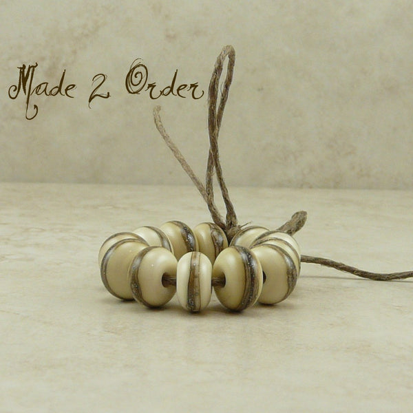 Made to Order - Silvered Ivory Spacer Beads - Lampwork Bead Set by Dragynsfyre Designs - SRA