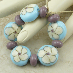 Country Flowers - Lampwork Bead Set by Dragynsfyre Designs - SRA