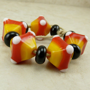 Candy Corn Crystals - Halloween Colors  - Lampwork Bead Set by Dragynfyre Designs - SRA