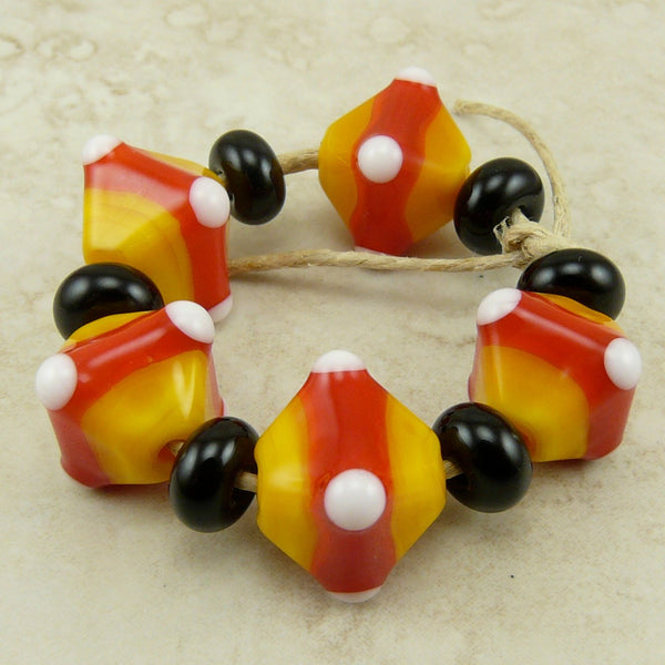 Candy Corn Crystals - Halloween Colors  - Lampwork Bead Set by Dragynfyre Designs - SRA