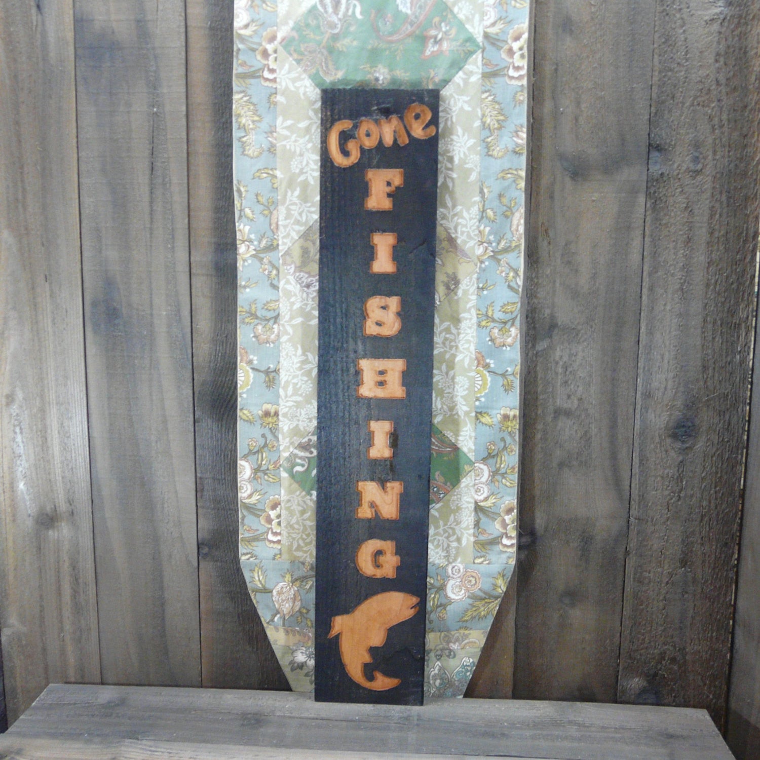 Gone Fishing Rustic Weathered Wood Sign - Carved Engraved Cedar Wood