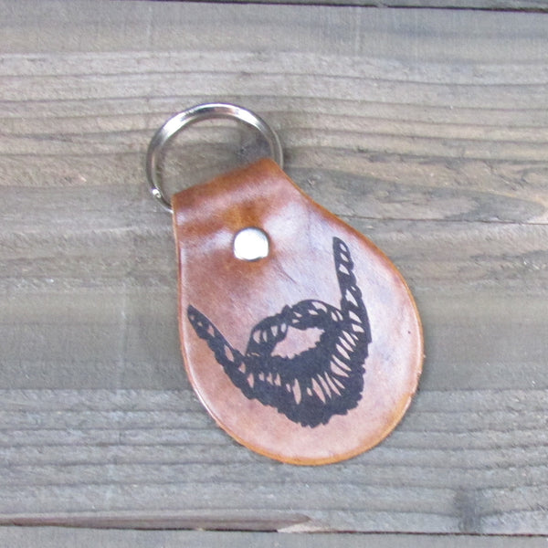 Full Beard and Mustache Leather Key Chain
