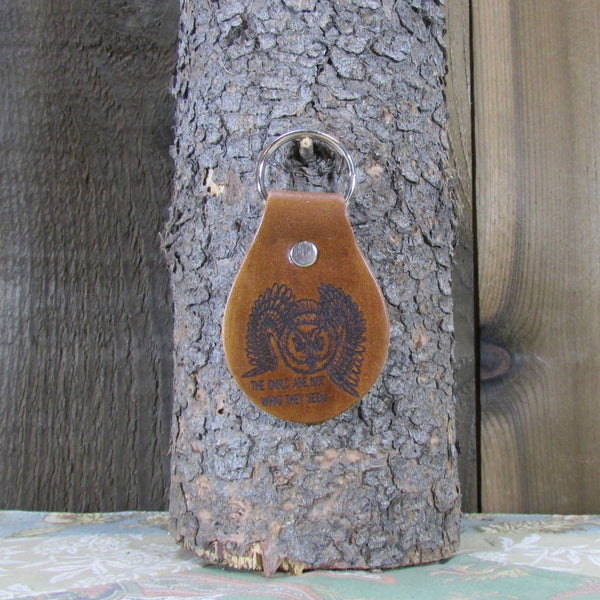 Twin Peaks Owl Leather Key Chain Fob - The Owls are Not What They Seem