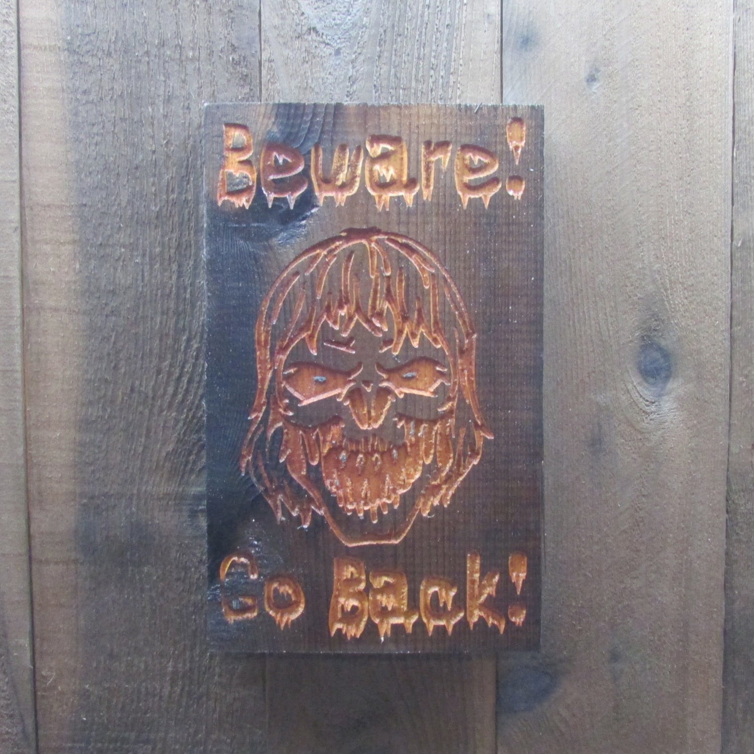 Beware Zombie!  Zombie Apocalypse Decoration - Weathered Cedar Wood Engraved Sign