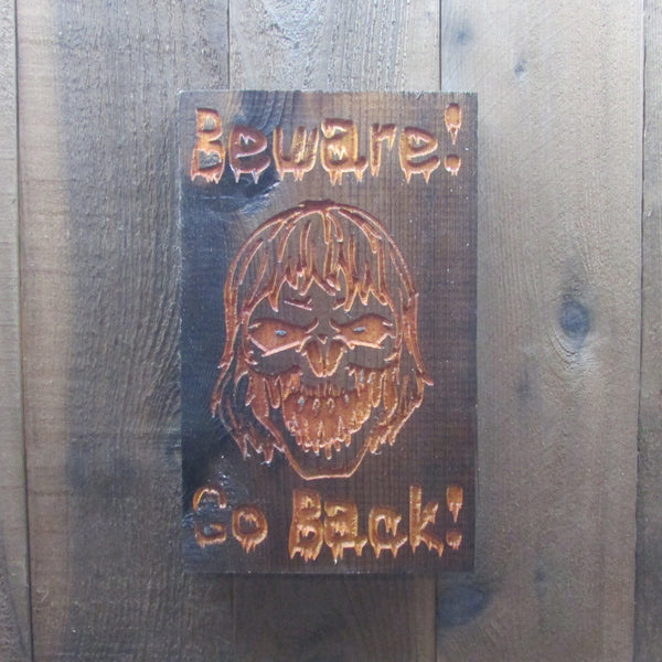 Beware Zombie!  Zombie Apocalypse Decoration - Weathered Cedar Wood Engraved Sign