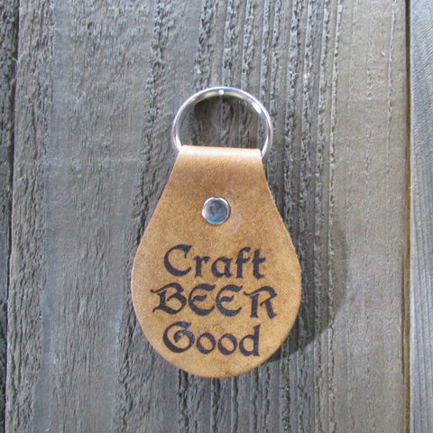 Craft Beer Good Key Leather Key Chain