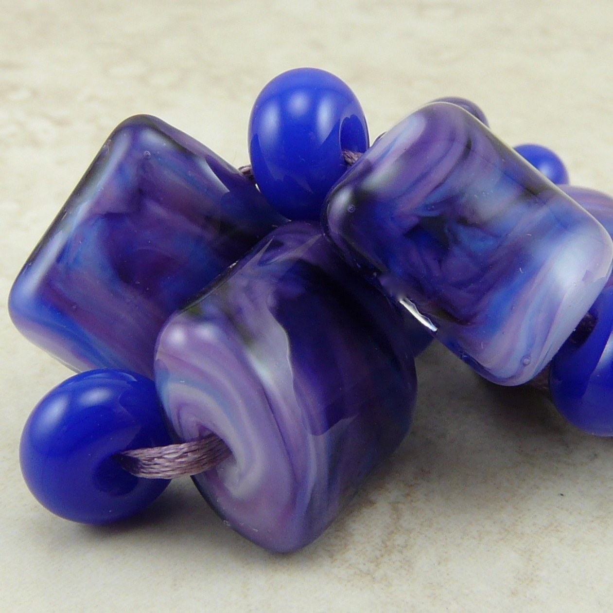 Xanadu Fantasy Purple - Lampwork Nugget Bead Set by Dragynsfyre Designs - SRA