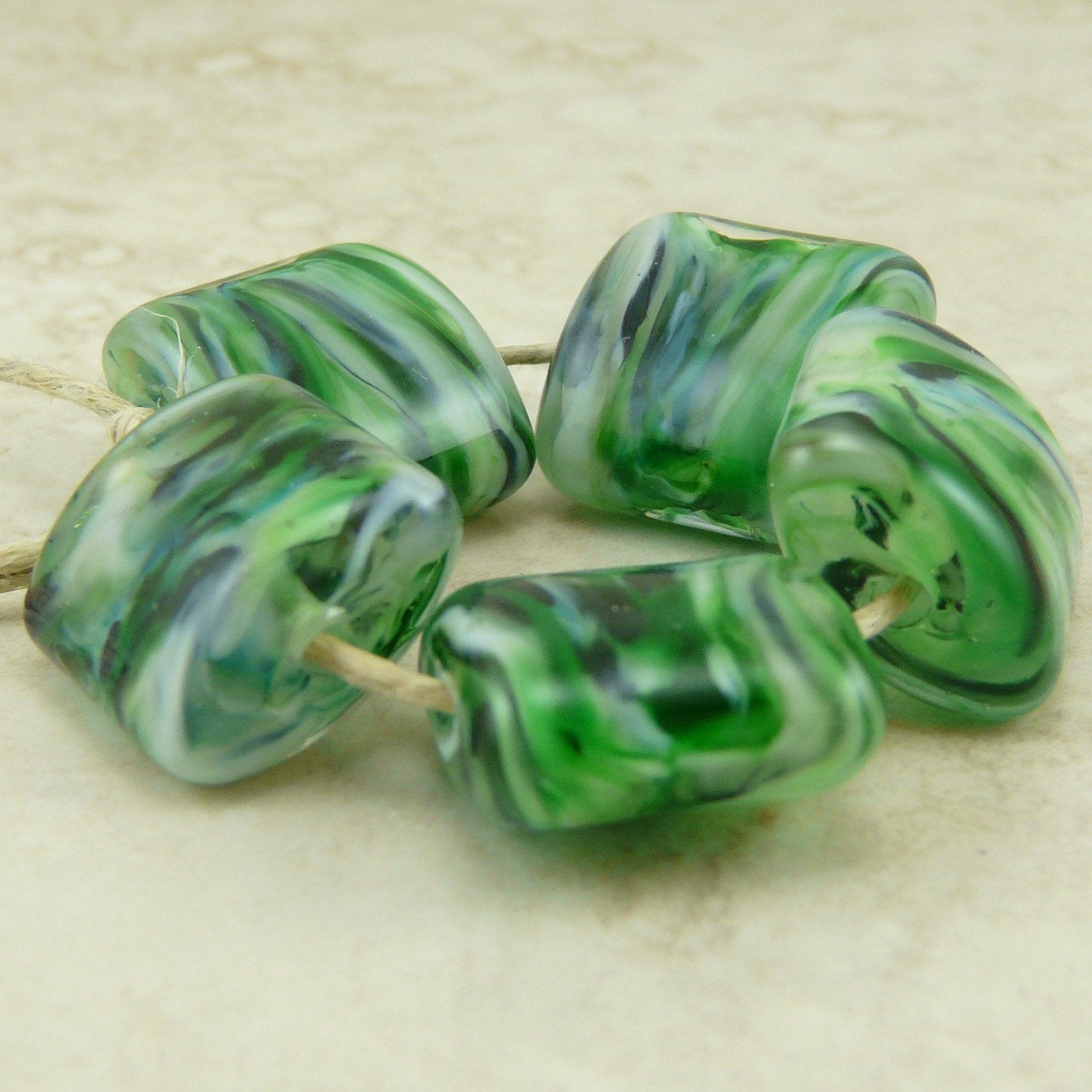 Pine Tree Forest - Lampwork Bead Set by Dragynsfyre Designs - SRA