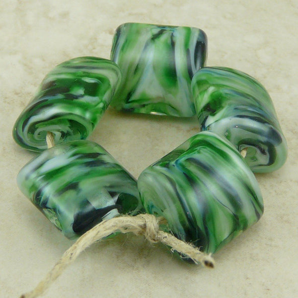 Pine Tree Forest - Lampwork Bead Set by Dragynsfyre Designs - SRA